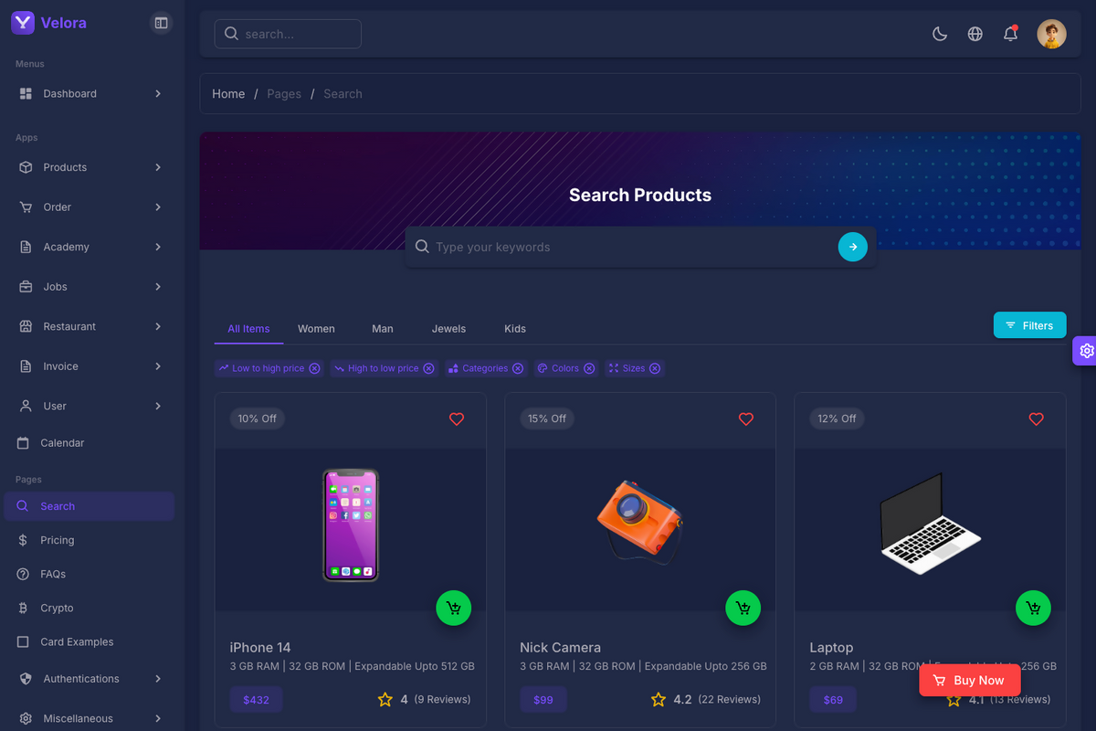 Velora - Vue 3 - Laravel Admin Template
