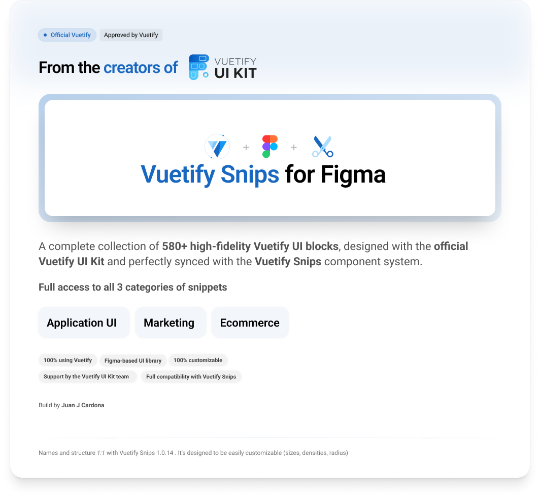 Official Vuetify 4 Snips for Figma (All UI kit included also)