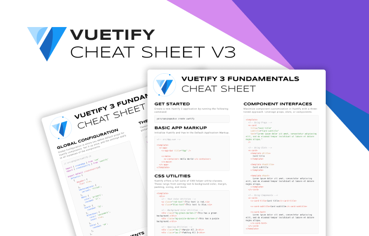 Vuetify 3 - Fundamentals Cheat Sheet