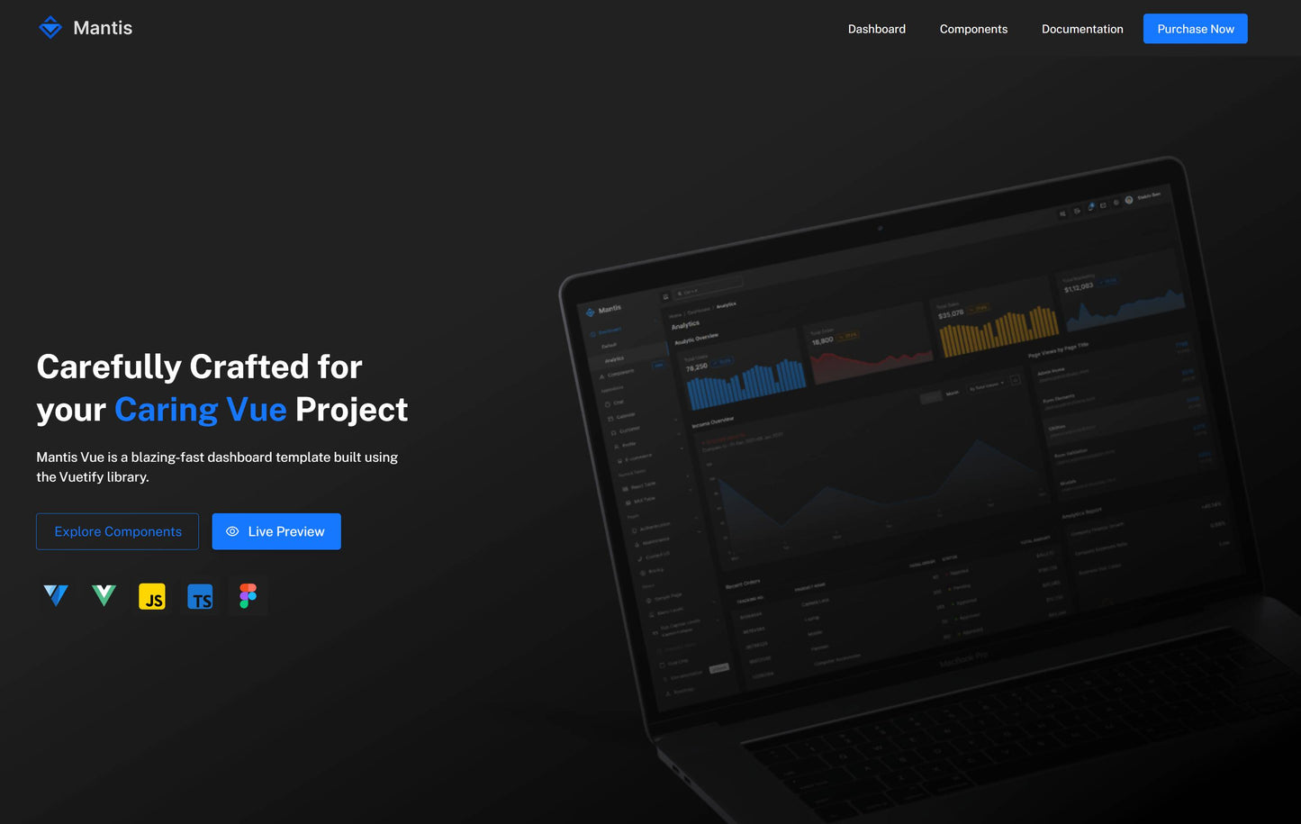 Mantis Free Vuetify VueJs Admin Template - Vuetify