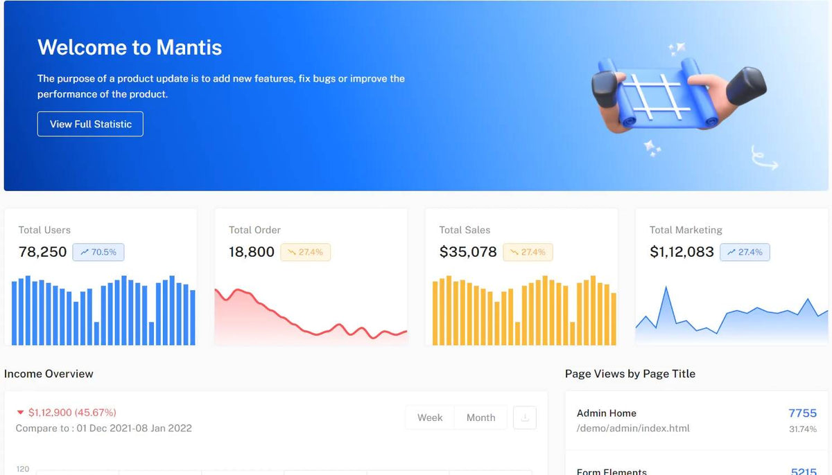 Mantis Free Vuetify VueJs Admin Template - Vuetify