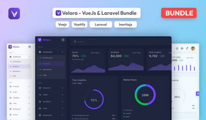 Velora - Admin Template Bundle (VueJs & VueJs + Laravel 12)