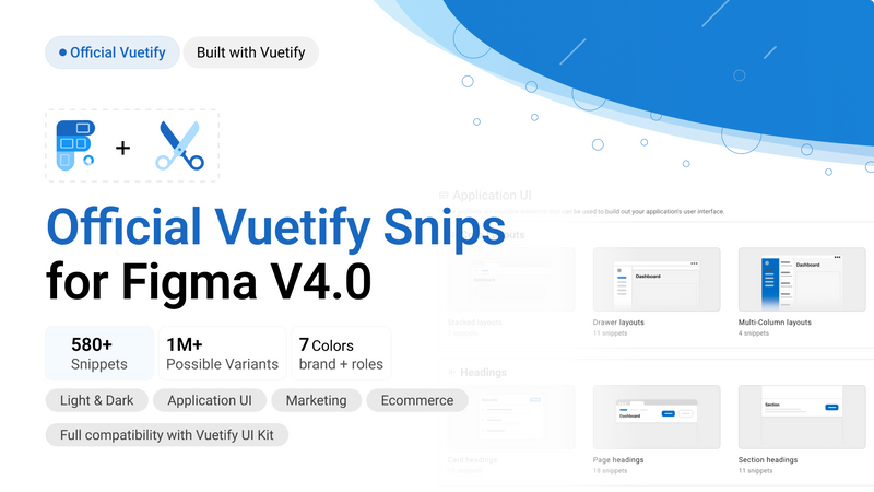 Official Vuetify 4 Snips for Figma (All UI kit included also)
