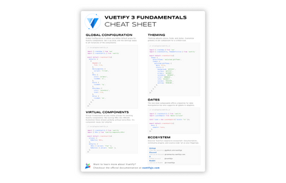 Vuetify 3 - Fundamentals Cheat Sheet - Vuetify