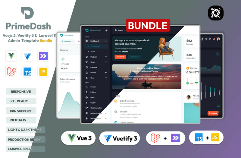 PrimeDash - Vuetify 4 - Laravel Bundle