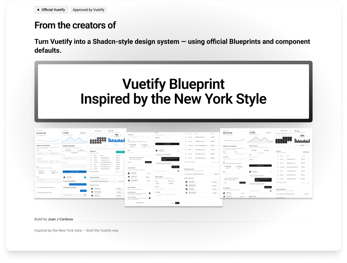 Vuetify Blueprint — Inspired by the New York Style