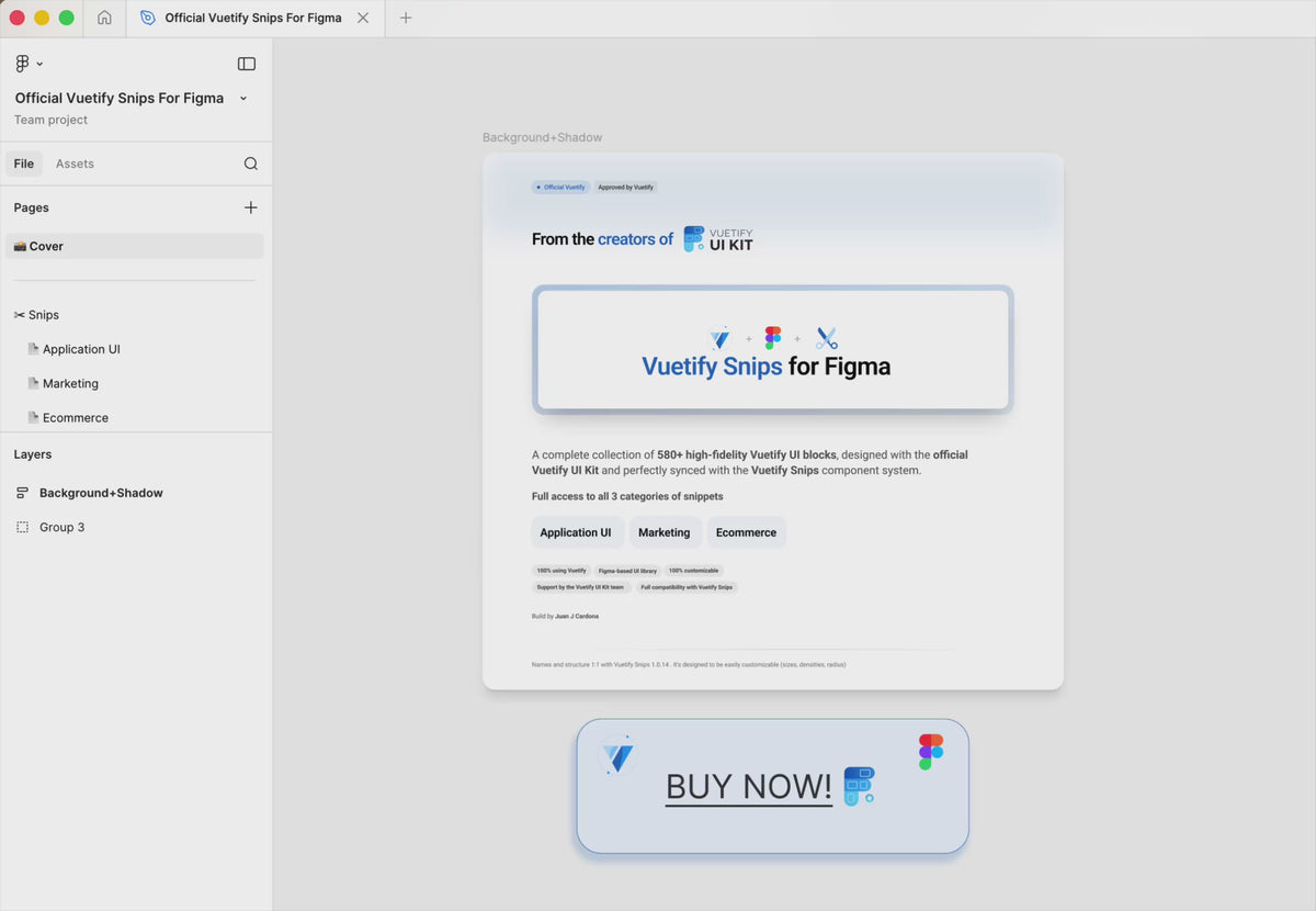 Official Vuetify 4 Snips for Figma (All UI kit included also)